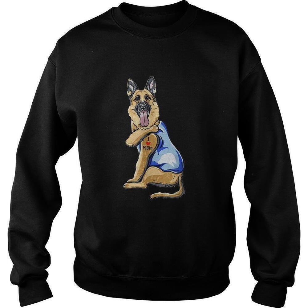 German Shepherd Dog Tattoo I Love Mom Pet Lover Art Sweatshirt